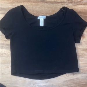 Black Scoop Neckline Crop Top